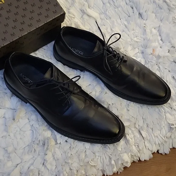 Mofri black men's dress shoes lace up oxford tuxedo shoes classic 10 Like New… - Picture 2 of 10